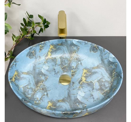 Умывальник (раковина) VBI UDINE MARBLE BLUE MATT накладной
