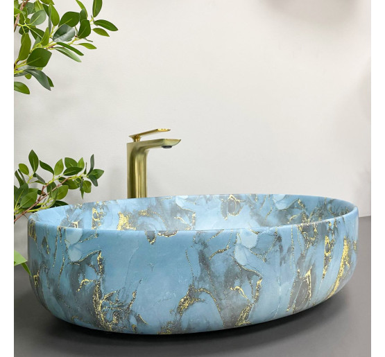 Умывальник (раковина) VBI UDINE MARBLE BLUE MATT накладной