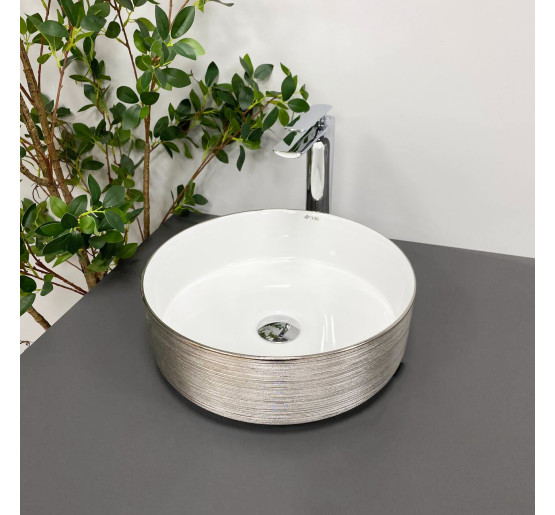 Умивальник (раковина) VBI PRATO BRUSH SILVER WHITE накладний