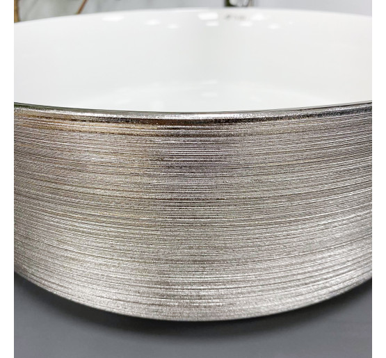 Умивальник (раковина) VBI PRATO BRUSH SILVER WHITE накладний