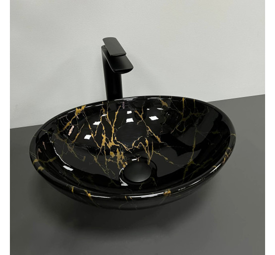 Умивальник (раковина) VBI PARMA MARBLE BLACK GLOSSY накладний