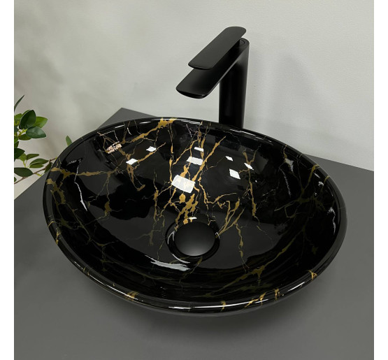Умивальник (раковина) VBI PARMA MARBLE BLACK GLOSSY накладний
