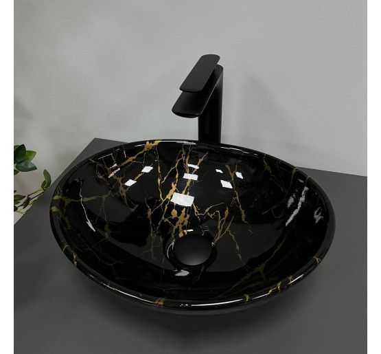 Умивальник (раковина) VBI PARMA MARBLE BLACK GLOSSY накладний