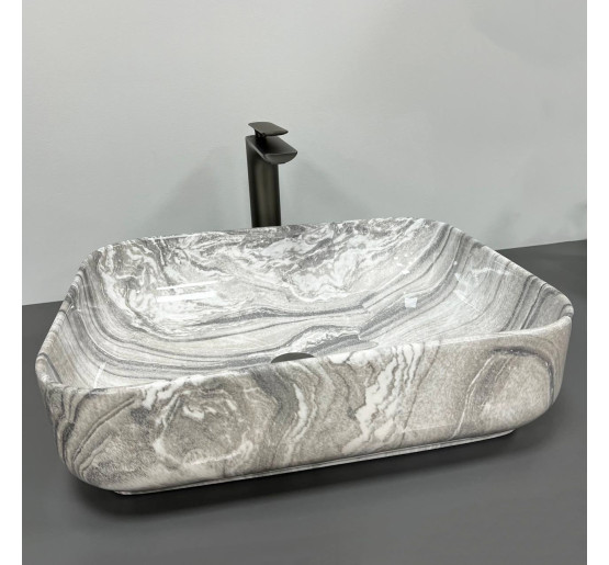 Умывальник (раковина) VBI PALERMO GREY ONYX GLOSSY накладной