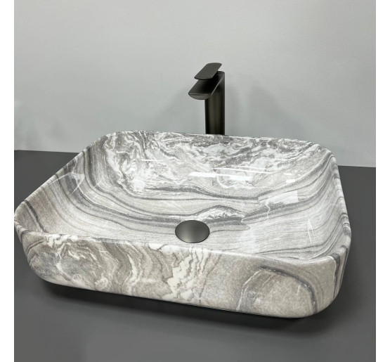 Умывальник (раковина) VBI PALERMO GREY ONYX GLOSSY накладной