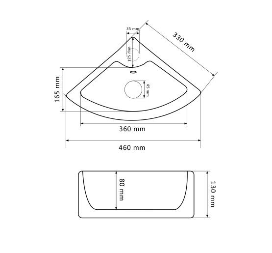 Умывальник (раковина) VBI FANO WHITE накладной подвесной