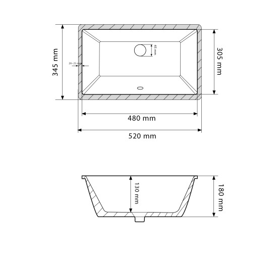 Умивальник (раковина) VBI MANTUA WHITE врізний