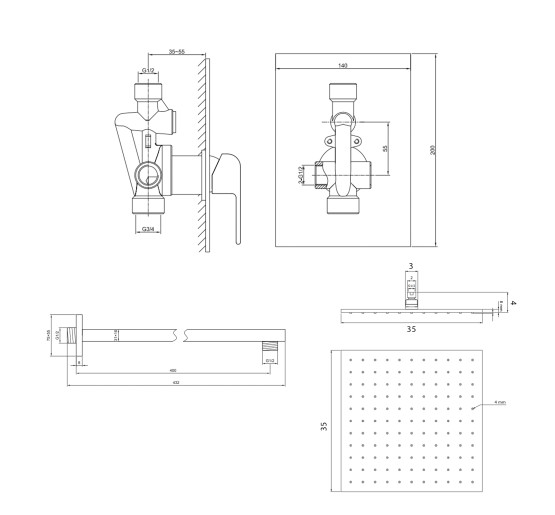 Душевая система KOHLMAN SAXO 35 CHROME + BOX скрытого монтажа