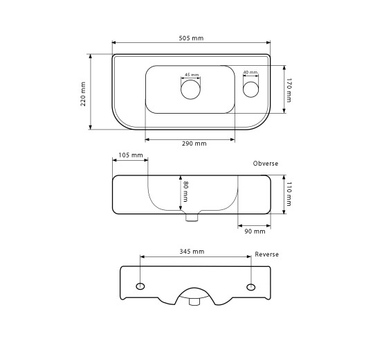 Умывальник (раковина) VBI APRILIA L WHITE подвесной