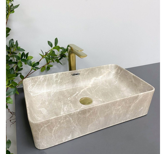 Умивальник (раковина) VBI ARABBA M BEIGE STONE MATT накладний