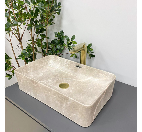 Умивальник (раковина) VBI ARABBA M BEIGE STONE MATT накладний