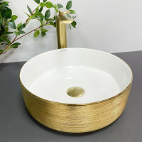 Умывальник (раковина) VBI PRATO BRUSH GOLD WHITE накладной