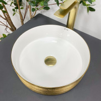 Умывальник (раковина) VBI PRATO BRUSH GOLD WHITE накладной