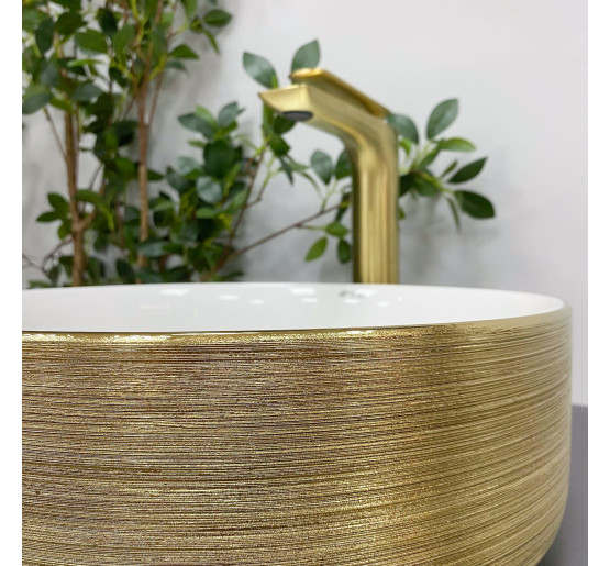 Умывальник (раковина) VBI PRATO BRUSH GOLD WHITE накладной