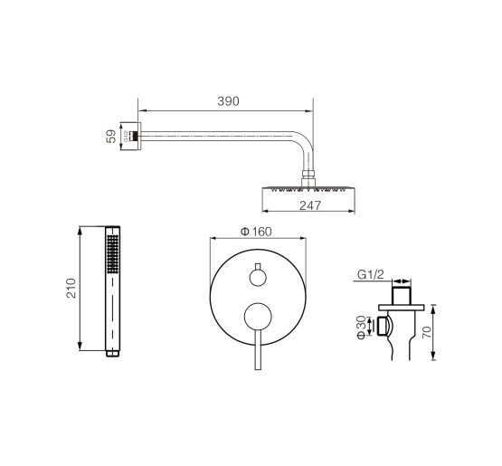 Душевая система VBI MILANO CHROME скрытого монтажа