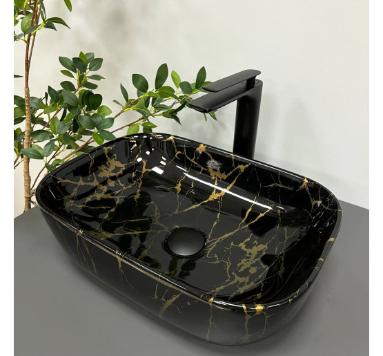 Умывальник (раковина) VBI RAVENNA MARBLE BLACK GLOSSY накладной