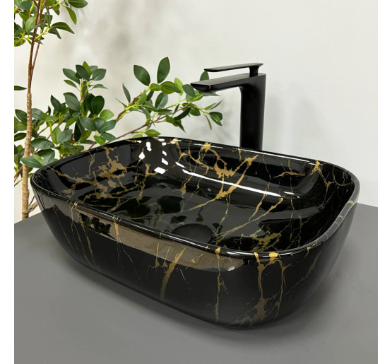 Умывальник (раковина) VBI RAVENNA MARBLE BLACK GLOSSY накладной