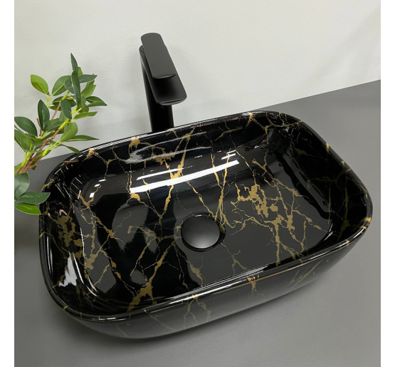 Умывальник (раковина) VBI RAVENNA MARBLE BLACK GLOSSY накладной