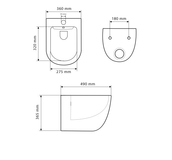 Подвесное биде VBI VULCANO GREY MATT