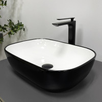 Умивальник (раковина) VBI RAVENNA BLACK WHITE GLOSSY накладний