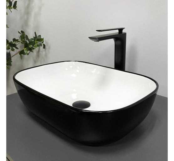 Умивальник (раковина) VBI RAVENNA BLACK WHITE GLOSSY накладний