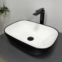 Умивальник (раковина) VBI RAVENNA BLACK WHITE GLOSSY накладний