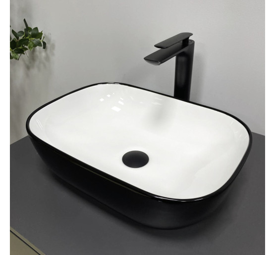 Умивальник (раковина) VBI RAVENNA BLACK WHITE GLOSSY накладний
