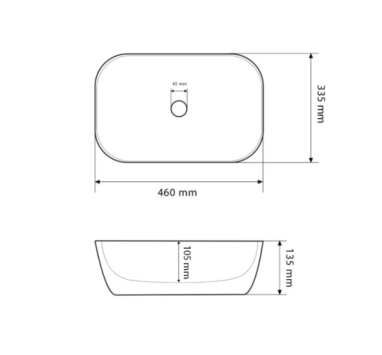 Умивальник (раковина) VBI RAVENNA BLACK WHITE GLOSSY накладний