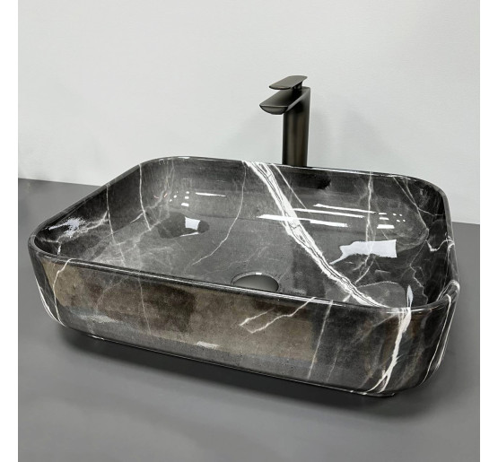 Умивальник (раковина) VBI PALERMO DARK GREY AGATE GLOSSY накладний