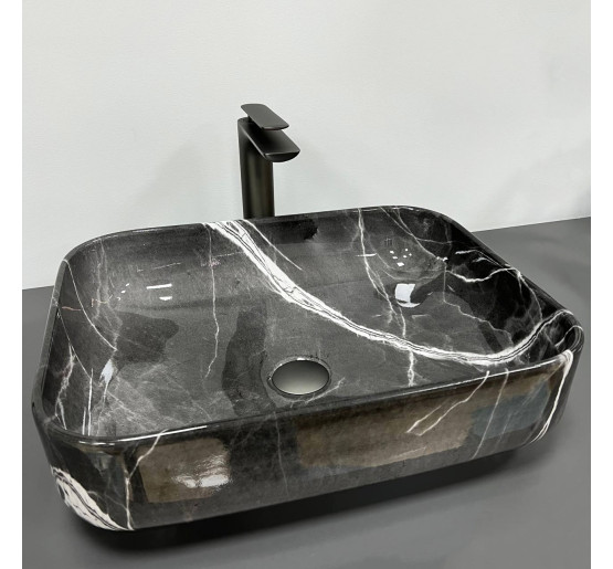 Умивальник (раковина) VBI PALERMO DARK GREY AGATE GLOSSY накладний