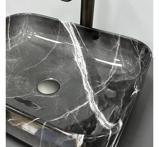 Умивальник (раковина) VBI PALERMO DARK GREY AGATE GLOSSY накладний