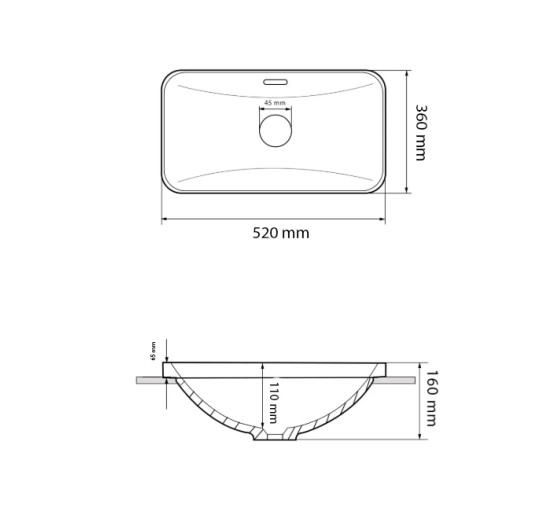 Умивальник (раковина) VBI BITRITTO S WHITE врізний