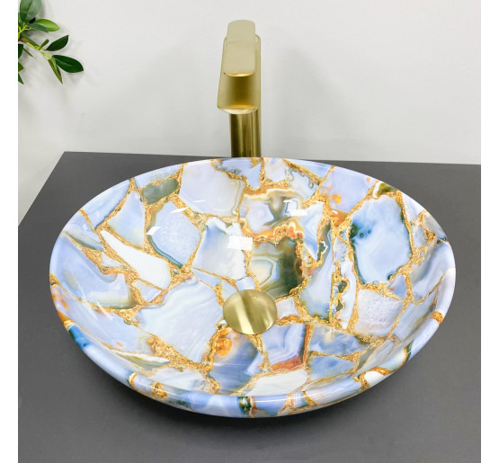 Умивальник (раковина) VBI PARMA MARBLE BLUE GLOSSY накладний