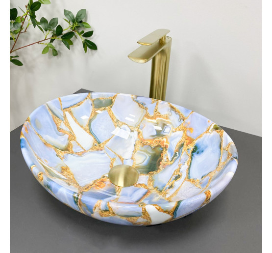 Умивальник (раковина) VBI PARMA MARBLE BLUE GLOSSY накладний