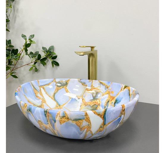 Умивальник (раковина) VBI PARMA MARBLE BLUE GLOSSY накладний