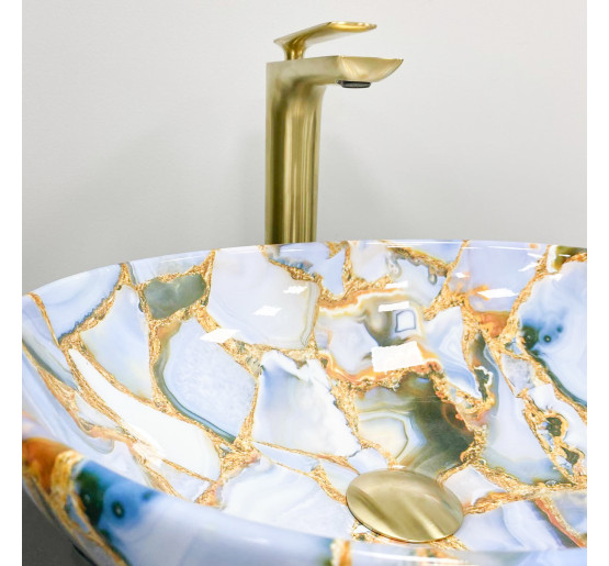 Умивальник (раковина) VBI PARMA MARBLE BLUE GLOSSY накладний