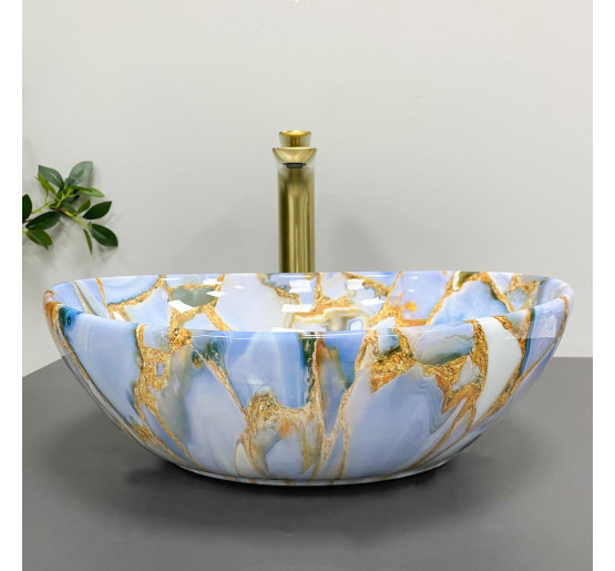Умивальник (раковина) VBI PARMA MARBLE BLUE GLOSSY накладний