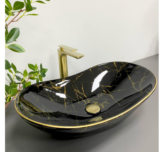 Умивальник (раковина) VBI TURIN MARBLE BLACK GLOSSY накладний
