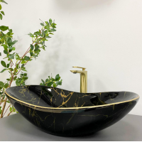 Умивальник (раковина) VBI TURIN MARBLE BLACK GLOSSY накладний