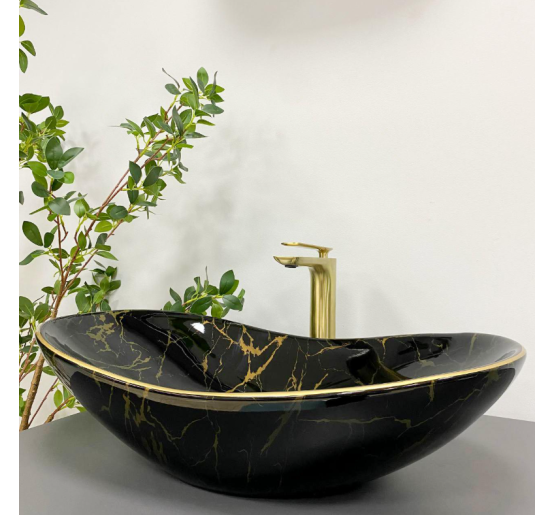 Умивальник (раковина) VBI TURIN MARBLE BLACK GLOSSY накладний