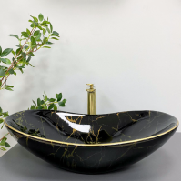 Умивальник (раковина) VBI TURIN MARBLE BLACK GLOSSY накладний