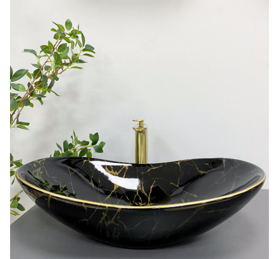 Умивальник (раковина) VBI TURIN MARBLE BLACK GLOSSY накладний