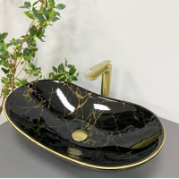 Умивальник (раковина) VBI TURIN MARBLE BLACK GLOSSY накладний