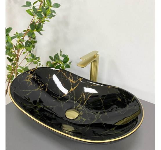 Умивальник (раковина) VBI TURIN MARBLE BLACK GLOSSY накладний