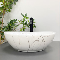 Умывальник (раковина) VBI PARMA WHITE STONE GLOSSY накладной