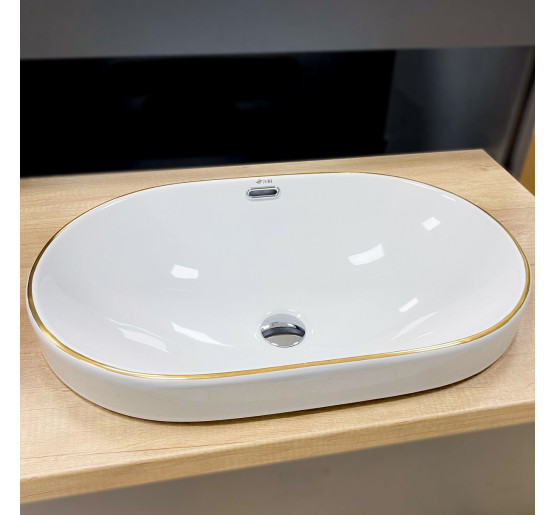Умывальник (раковина) VBI GAETA WHITE GOLD EDGE врезной