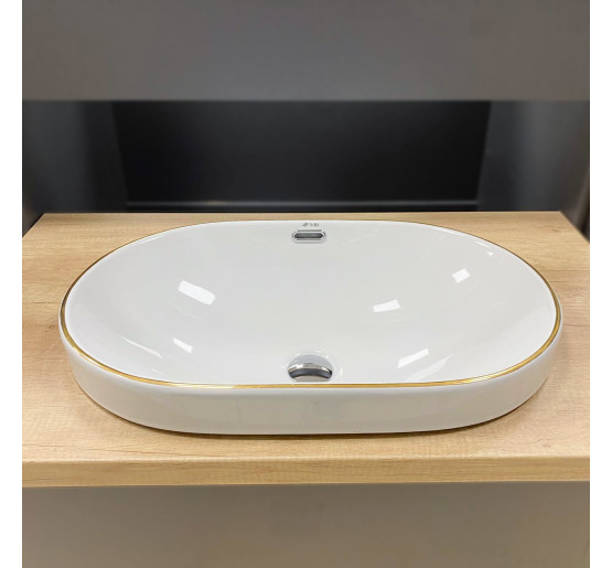 Умывальник (раковина) VBI GAETA WHITE GOLD EDGE врезной