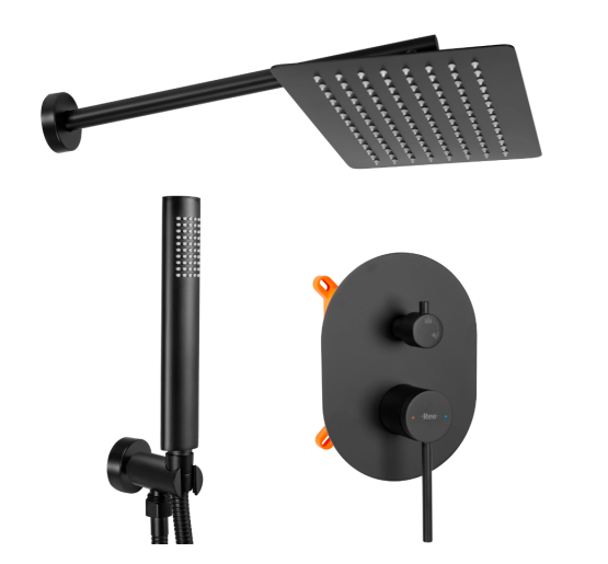 Душова система REA OVAL BLACK + BOX прихованого монтажу
