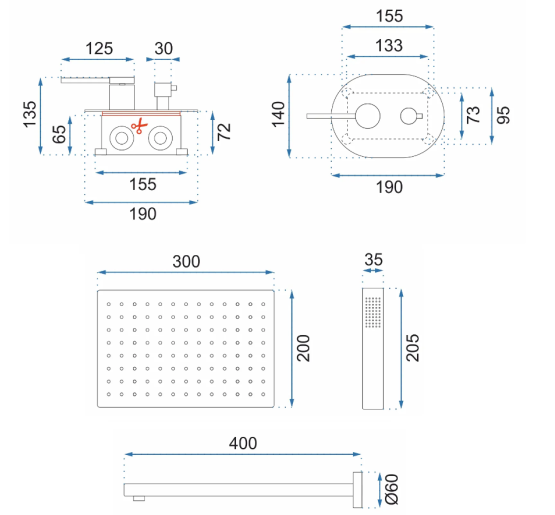 Душова система REA OVAL BLACK + BOX прихованого монтажу
