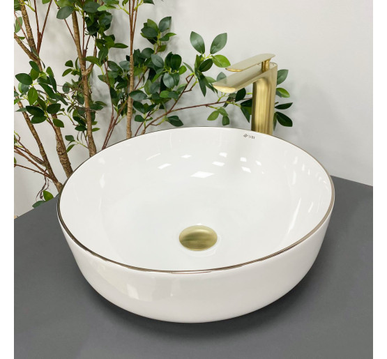 Умывальник (раковина) VBI BARI S WHITE GOLD EDGE накладной
